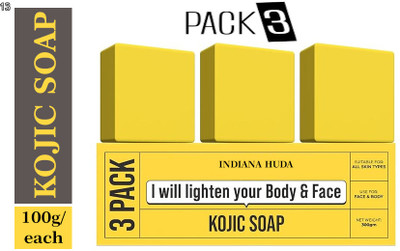 INDIANA HUDA Kojic Soap Pack of 3 for Flawless Glow & Even Skin Tone(3 x 100 g)