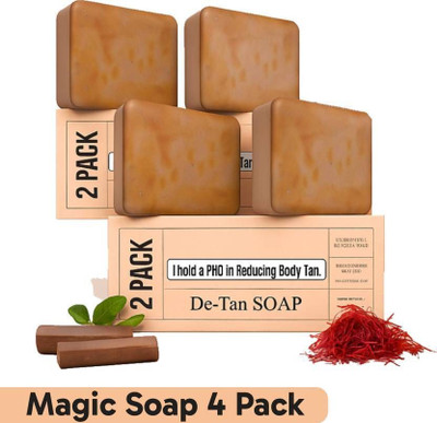 Bright Keeper SandalWood And Saffron Magic Soap for Tan Removal, Skin brightening Soap.(4 x 100 g)