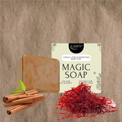 LAFFY Handmade Ubtan Soap | Sandalwood, Saffron & Clay | Sulphate-Free Glow Bar(100 g)