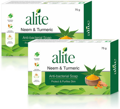 alite Ayurvedic Soap with Neem & Turmeric for Acne and Breakouts | Herbal Soaps(2 x 75 g)
