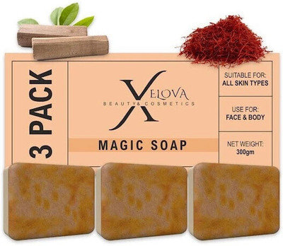 DRUPAL Sandalwood Saffron Soap nourishment glowing skin natural ingredients. Pack of 3(3 x 100 g)
