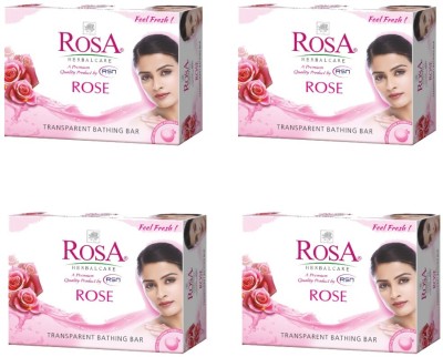 ROSA Transparent soap 100 GM with Rose extracts (Pack Of 4) | For Men and Women(4 x 100 g)