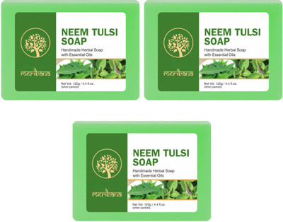 MeriBana Neem Tulsi Soap Herbal Soap for Removing Dirt & Impurities - 125g (Pack of 3)(3 x 125 g)