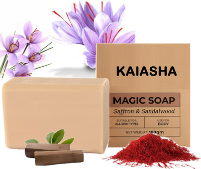 KAIASHA Soap Sandal Wood And Saffron for DeTan Bath Soaps,Paraben Free Soap Bar(150 g)