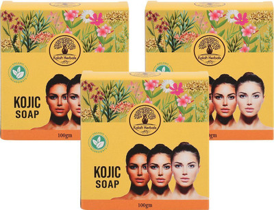 Kalah Herbals Kojic Acid Soap for Pigmentation, Dark Spots, Tan Removal Pack of 3(3 x 100 g)