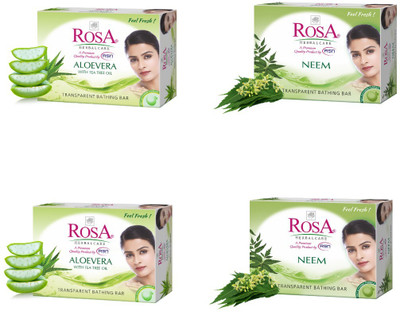 ROSA Transparent Aloevera & Neem Gel Soap | Skin Conditioners I Pack of 4 g(4 x 100 g)