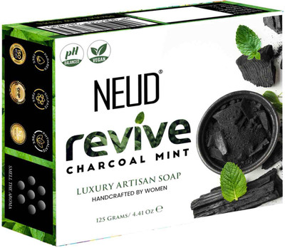 NEUD Revive Charcoal Mint Luxury Artisan Soap for Soft and Moisturized Skin(125 g)