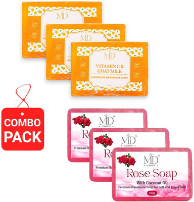 MD COSMETIC COMBO GOAT MILK & ROSE SOAP(6 x 100 g)