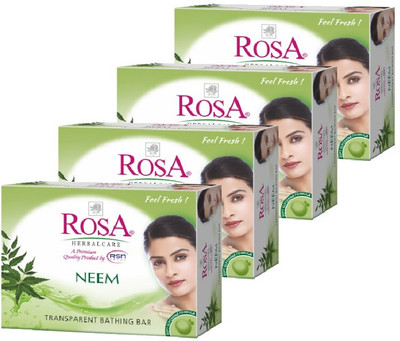 ROSA Transparent Neem Gel Soap For Skin Conditioner I Bathing Bar I Pack 4 -(4 x 100 g)