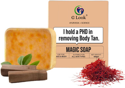 G LOOK Magic Soap Sandal Wood And Saffron for DeTan and Glowing Brightening Skin(100 g)