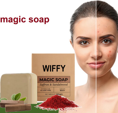 Wiffy Magic Soap Sandal Wood And Saffron for DeTan and Glowing Brightening(150 g)
