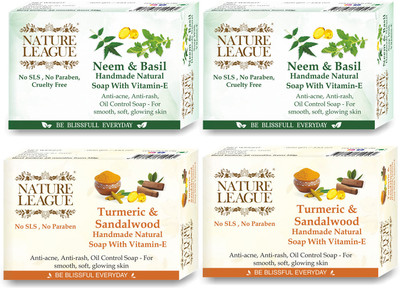 NATURE LEAGUE Eclectic Combo of Natural,Handmade,Premium Soaps, With Essential Oils, 4x100 gms(4 x 100 g)
