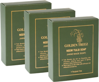 Golden Treez Neem Tulsi Handmade Soap For Glowing Skin Natural Soap Pack of 3(3 x 115 g)