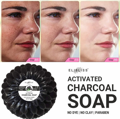ELIBLISS Activated Charcoal Deep Cleansing Soap for Detox Face & Body Soap for Acne(100 g)