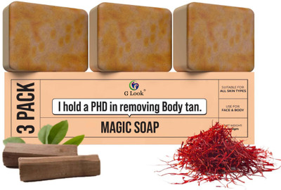 G LOOK Wood And Saffron Soap For Glowing & Refreshing Skin (pack of 3)(3 x 100 g)