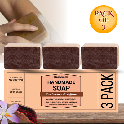 Growkesh Sandal Wood And Saffron Skin Whiting Soap(3 x 100 g)