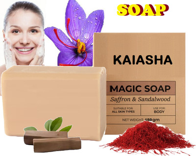 KAIASHA Magic Soap Saffron DeTan and Glowing Brightening Skin Vitamin E Soap Bar,Bathing(150 g)