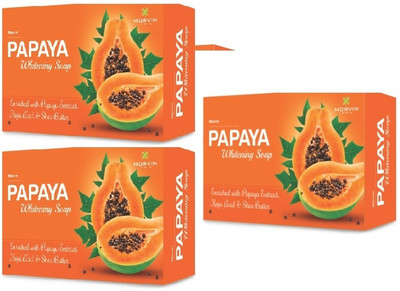 MORVIN Papaya Whitening Bathing Bar Soap 3x75g(3 x 75 g)