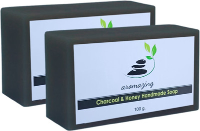 aromazing Natural Charcoal & Honey Handmade Soap with Goat Milk & Essential Oils Pack of 2(2 x 100 g)