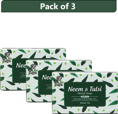 7THAJMA Neem & Tulsi Herbal Soap – Purify, Protect & Glow Naturally, Cleanses Skin(3 x 75 g)
