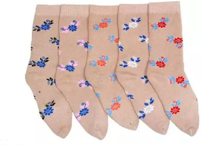 Suprix Women Printed, Graphic Print Ankle Length, Mid-Calf/Crew(Pack of 5)