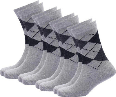 PALMLON Men Striped Mid-Calf/Crew(Pack of 4)