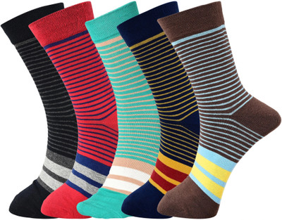 ME Stores Men Striped Ankle Length, Calf Length, Knee High, Mid-Calf/Crew(Pack of 5)