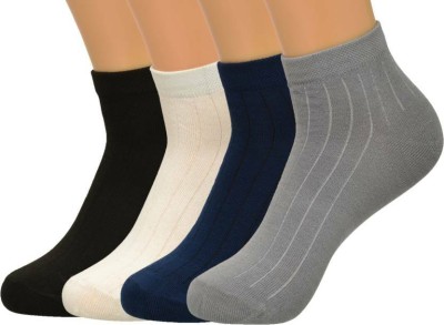 MERCEHIVE Men & Women Striped Ankle Length, Mid-Calf/Crew, Peds/Footie/No-Show(Pack of 4)