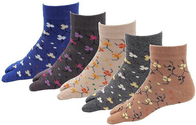 BASKESTHIP Women Self Design Mid-Calf/Crew(Pack of 5)
