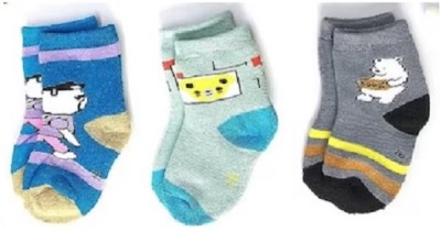 Andhira Hosiery Baby Boys & Baby Girls Color Block, Printed, Solid Ankle Length(Pack of 6)