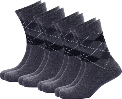 PALMLON Men Striped Mid-Calf/Crew(Pack of 4)