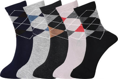 ME Stores Men Checkered, Solid Ankle Length, Calf Length, Low Cut, Mid-Calf/Crew(Pack of 5)