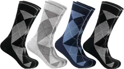 Tahiro Men Printed Mid-Calf/Crew(Pack of 4)