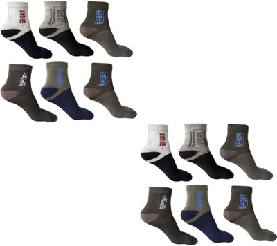 AKsells Men Color Block Ankle Length(Pack of 12)
