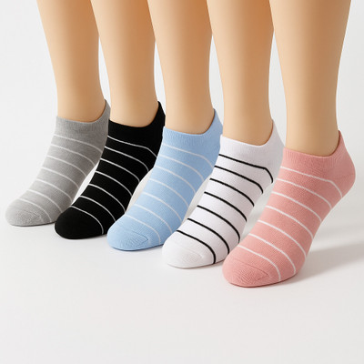 Bahuzo Men & Women Striped Ankle Length, Low Cut(Pack of 5)