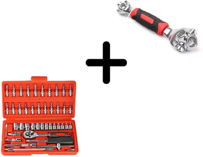 Brezzycloud Tiger Wrench 48-in-1 and 46 in 1 Pcs Toolkit For Car Repair Socket Set(Pack of 1)