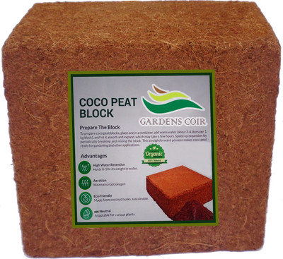 GARDENSCOIR Cocopeat Block for Home Garden Plants 1 Kg Soil(1 kg, Cake)