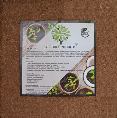 GoCoir Products Cocopeat powder Block Coir pith Soil manure for kitchen and terrace gardening. Manure(5 kg, Cake)