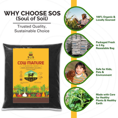 SOS Cow Manure – Premium Organic Soil Manure for Healthy Plants & Gardens Manure(5 kg, Granules)