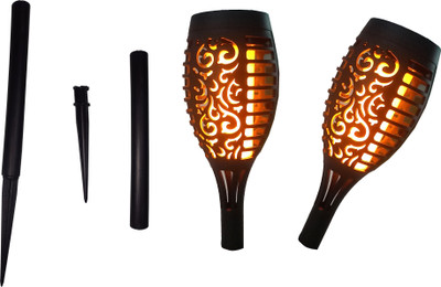 SOLAR UNIVERSE INDIA Garden & Lawn Flame & Mashaal Light (Orange) - Set of Two Pieces Solar Light Set(Floor Mounted Pack of 2)