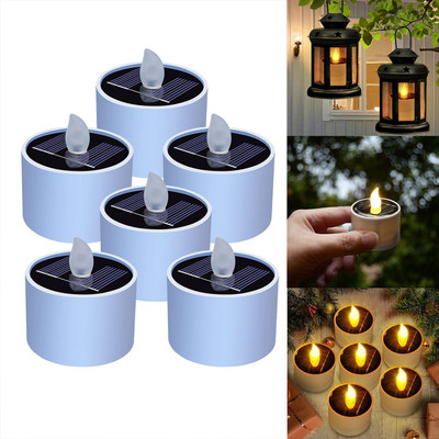 Homehop Solar Light Outdoor Waterproof Reusable Tea Light Candles for Garden Home Decor Solar Light Set(Free Standing Pack of 6)