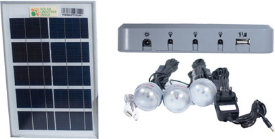 SOLAR UNIVERSE INDIA DC Lighting System & Inverter with 60W DC Output,3 LEDbulbs,Panel & USB Chargers Solar Light Set(Free Standing Pack of 1)