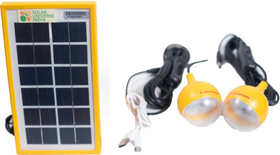SOLAR UNIVERSE INDIA DC Lighting System & Inverter with 60W DC Output,3 LEDbulbs,Panel & USB Chargers Solar Light Set(Free Standing Pack of 1)