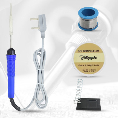 Hillgrove 4in1 Iron Kit | 5 Meter Wire | Soldering Flux | Stand 25 W Simple(Flat Tip)