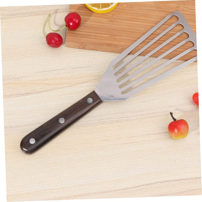 openZest Stainless Steel Slotted Fish Turner with Wooden Handle – Large & Small Lifting Spatula(Pack of 2)
