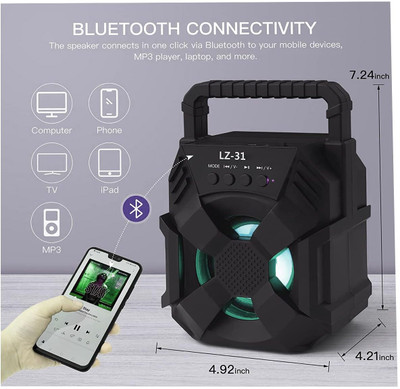 TECHEL Wireless Bluetooth Speaker Handheld Speaker RFT12 5 W Bluetooth Home Theatre(Multicolor, 2.1 Channel)