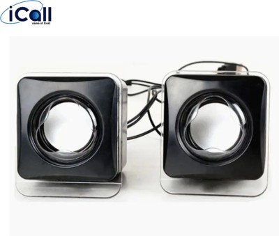 icall Mini Multimedia 3.5mm & USB Wired Compatible with PC, Tablet 3 W Laptop/Desktop Speaker(Black, 2.0 Channel)