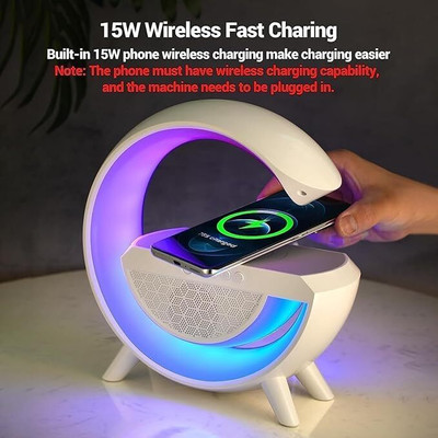 4uonly Wireless G-shape Bluetooth LED Charging Speaker9 56 W Bluetooth PA Speaker(White, 2.1 Channel)