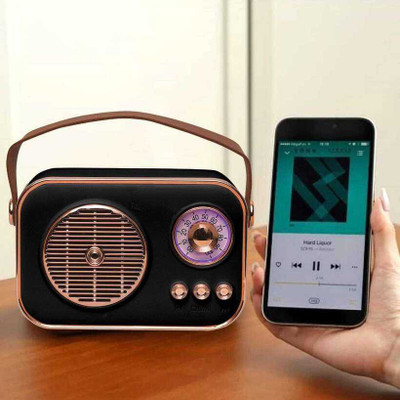 TABARET Best Bluetooth Speaker, Vintage Speaker with Bluetooth 5.0 TF Card AUX Input 10 W Bluetooth Speaker(Black, 2.0 Channel)