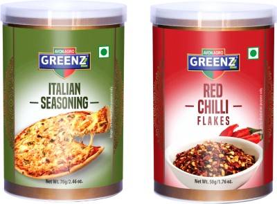 GREENZZ Combo Pack I Italian Seasoning 70Gm I Red Chilli Flakes 50 Gm(2 x 60 g)